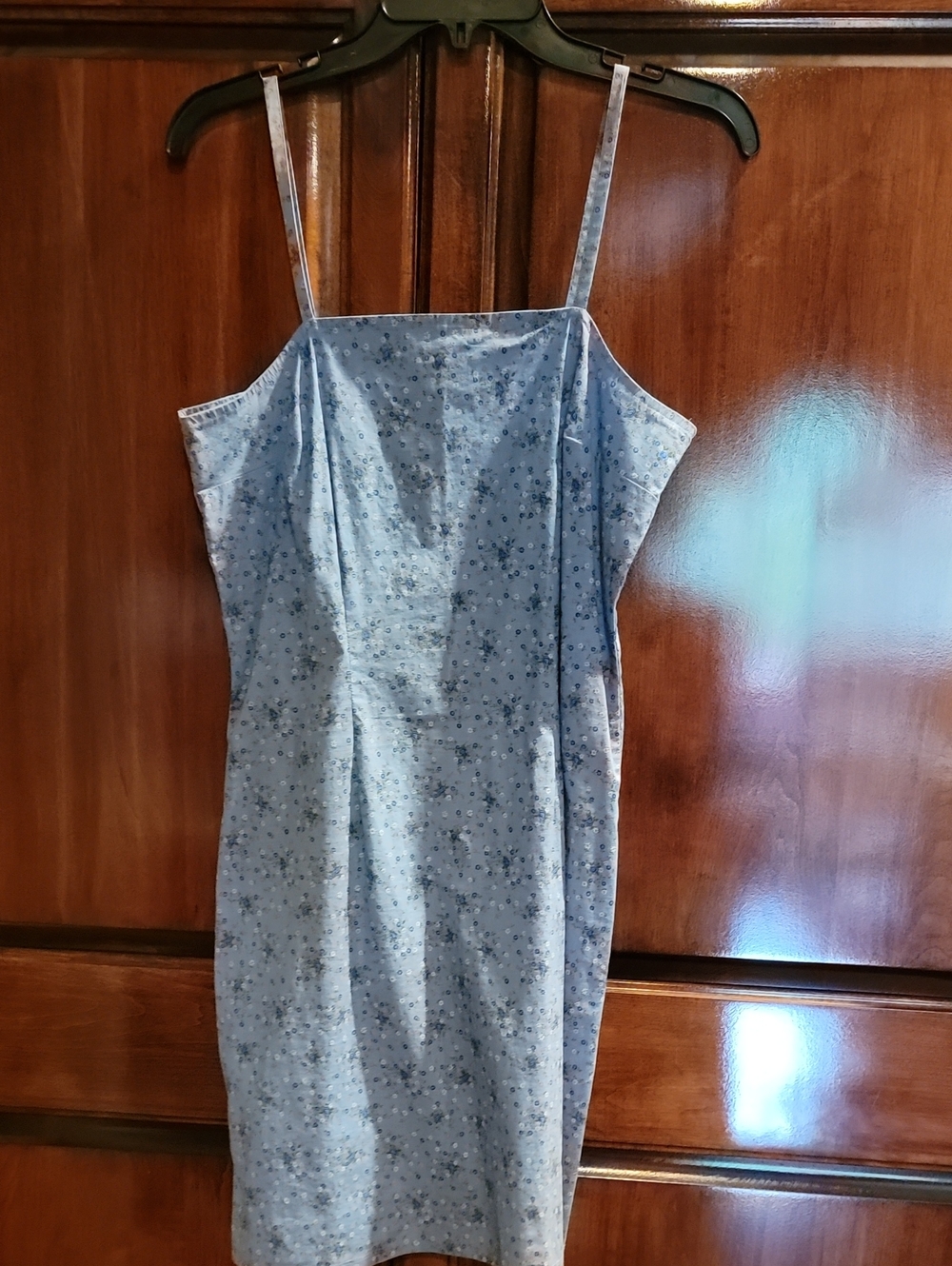 Light Blue Floral Spaghetti Strap Dress 90s Slip Dress